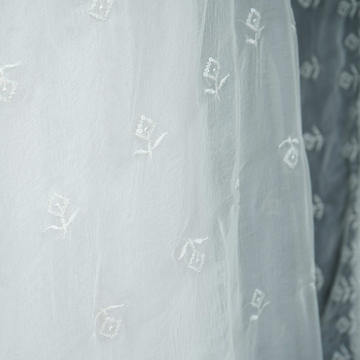 White Dyeable thread embroidery Chiffon Dupatta SST-31020