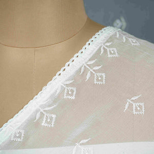 White Dyeable thread embroidery Chiffon Dupatta SST-31020 - TradeUNO