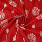 Red with White Floral Pintuck Cotton Fabric CH-29803