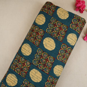 Blue Ajrakh Print Pintuck Cotton Fabric CH-29804 - TradeUNO