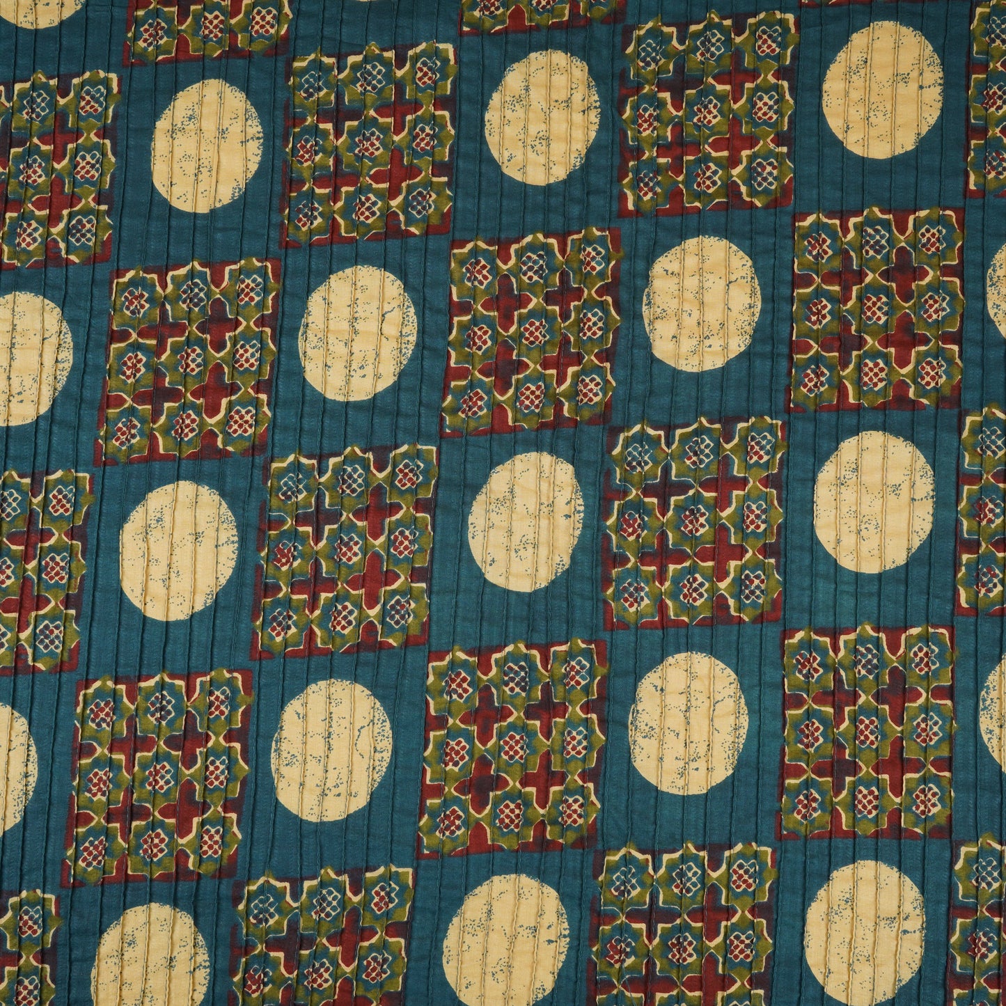 Blue Ajrakh Print Pintuck Cotton Fabric CH-29804