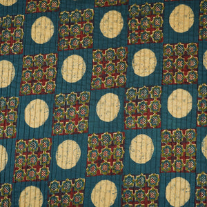 Blue Ajrakh Print Pintuck Cotton Fabric CH-29804 - TradeUNO