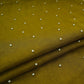 Olive Green Beads Work Linen Fabric SU-31872