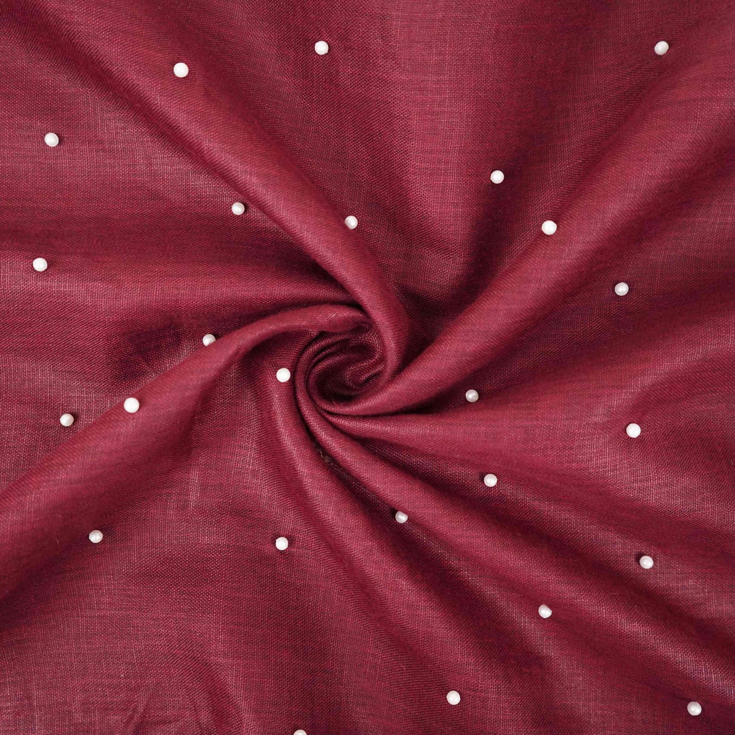 Wine Beads Work Linen Fabric SU-31874