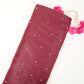 Wine Beads Work Linen Fabric SU-31874