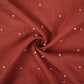 Brick Red Beads Work Linen Fabric SU-31873