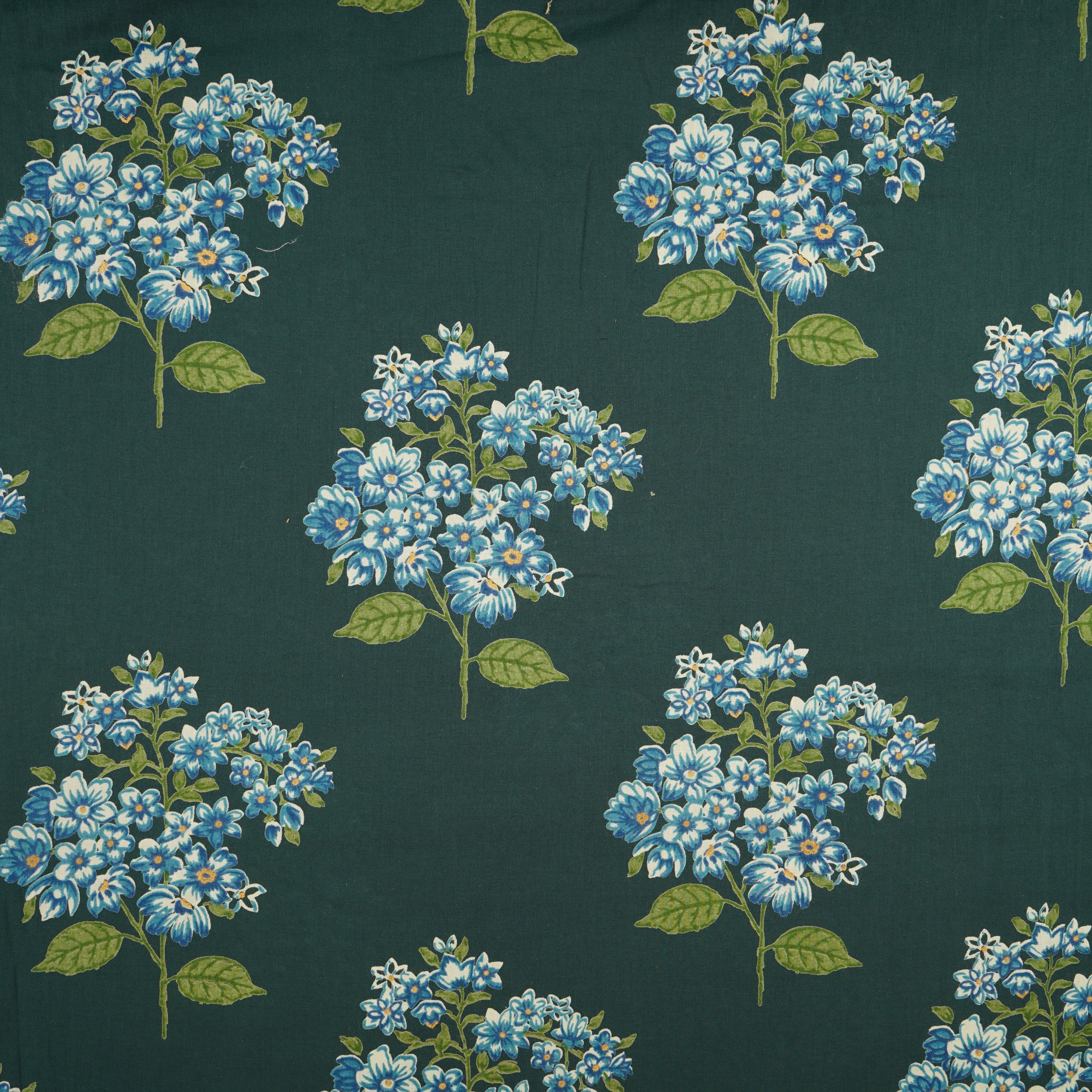 Dark Green Floral Print Cotton Fabric CH-29694 - TradeUNO