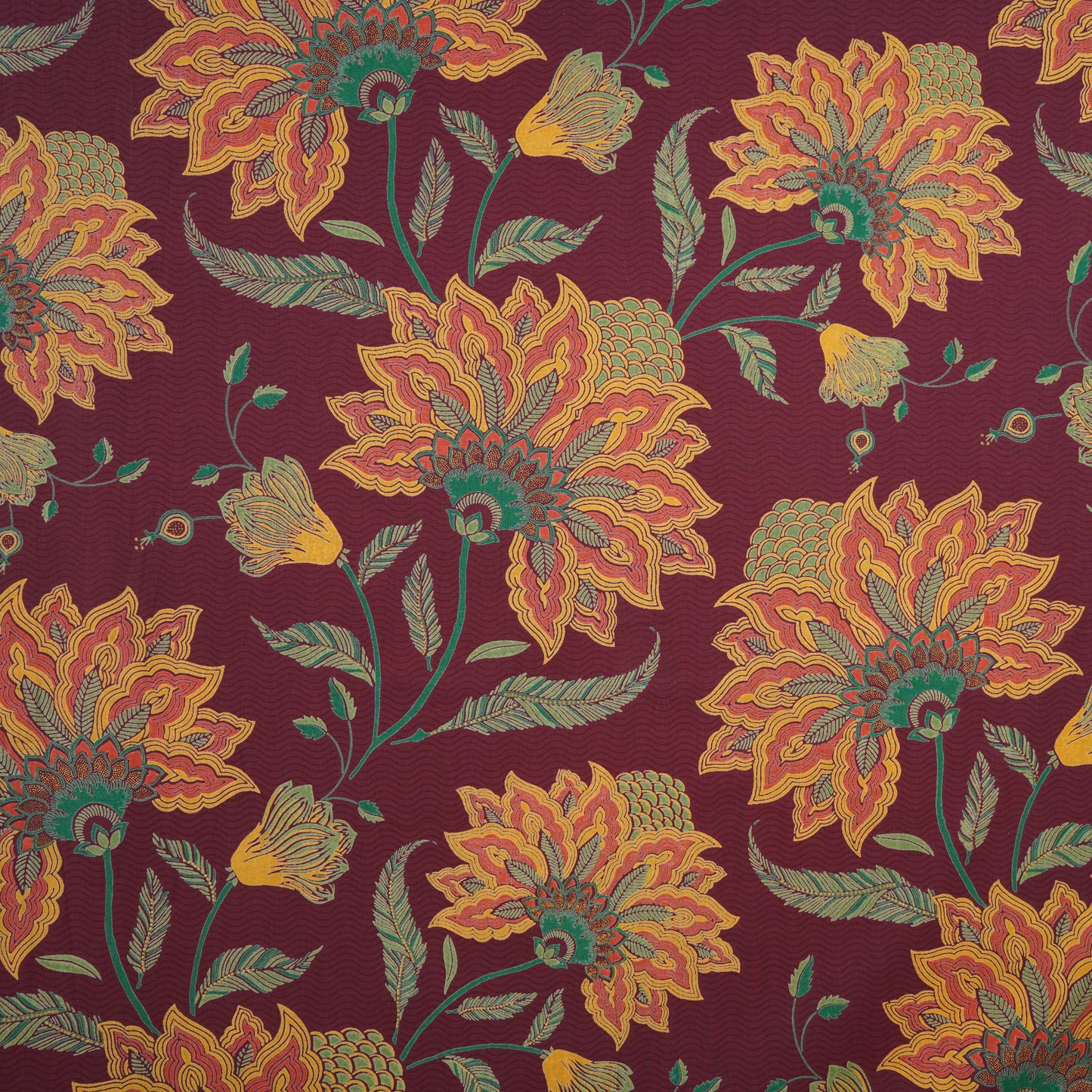 Wine Madhubani Print Cotton Fabric CH-29693
