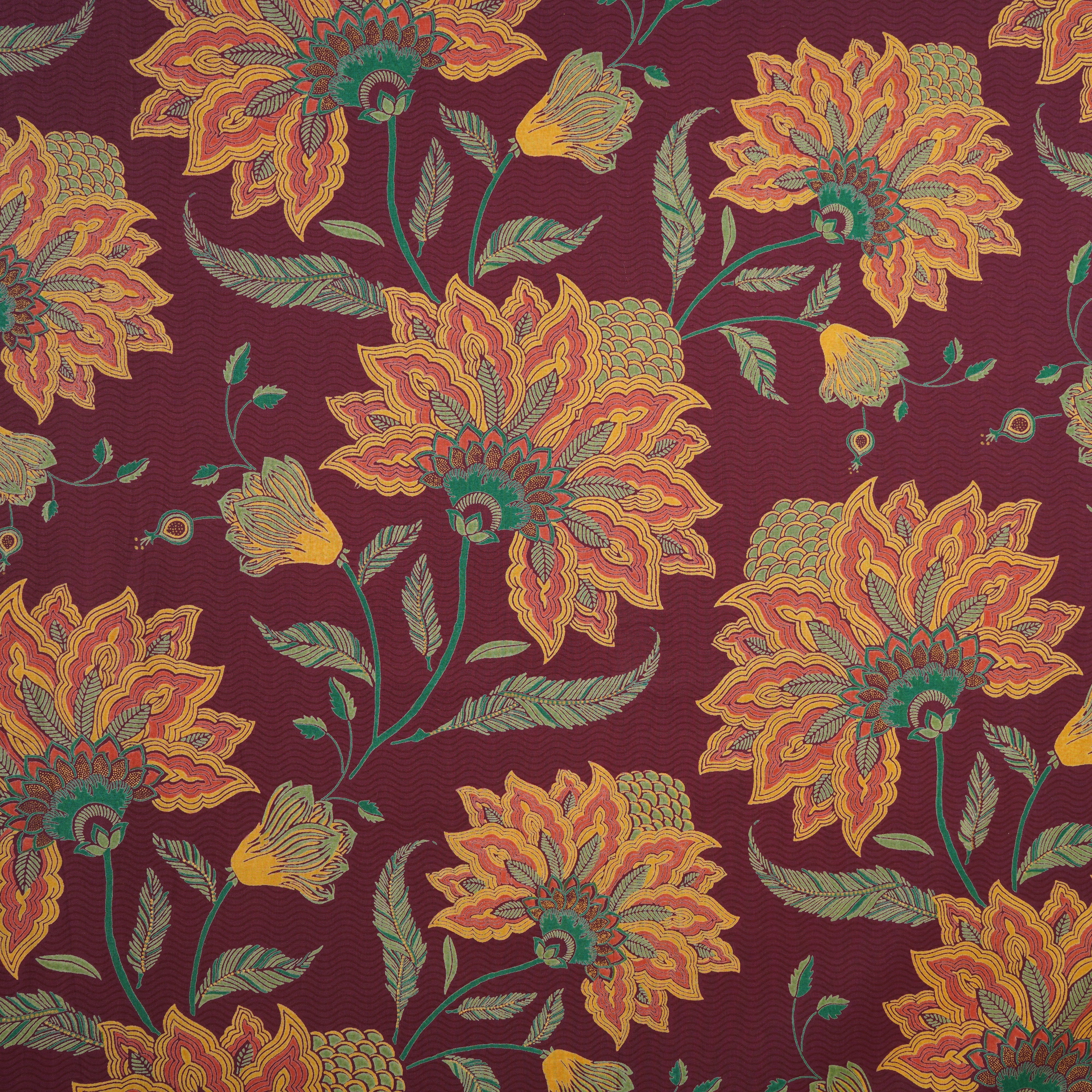 Wine Madhubani Print Cotton Fabric CH-29693 - TradeUNO