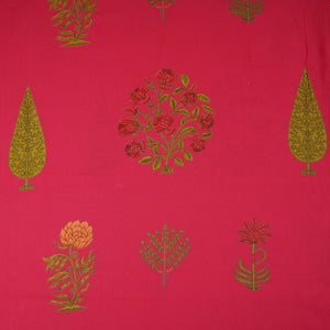 Magenta Pink Floral Handblock Print Cotton Fabric CH-29696 - TradeUNO