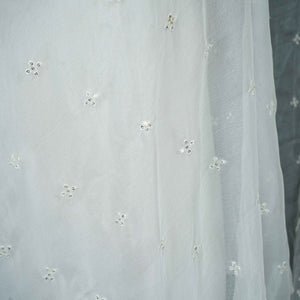 White Dyeable thread embroidery Chiffon Dupatta SST-31015 - TradeUNO