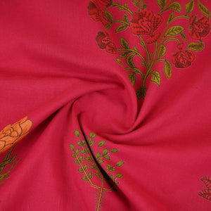 Magenta Pink Floral Handblock Print Cotton Fabric CH-29696 - TradeUNO