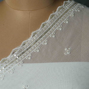 White Dyeable thread embroidery Chiffon Dupatta SST-31015 - TradeUNO