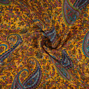Mustard Yellow Paisley print Crepe Fabric NVC-31831 - TradeUNO
