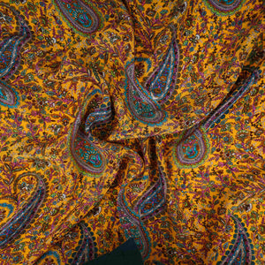 Mustard Yellow Paisley print Crepe Fabric NVC-31831 - TradeUNO