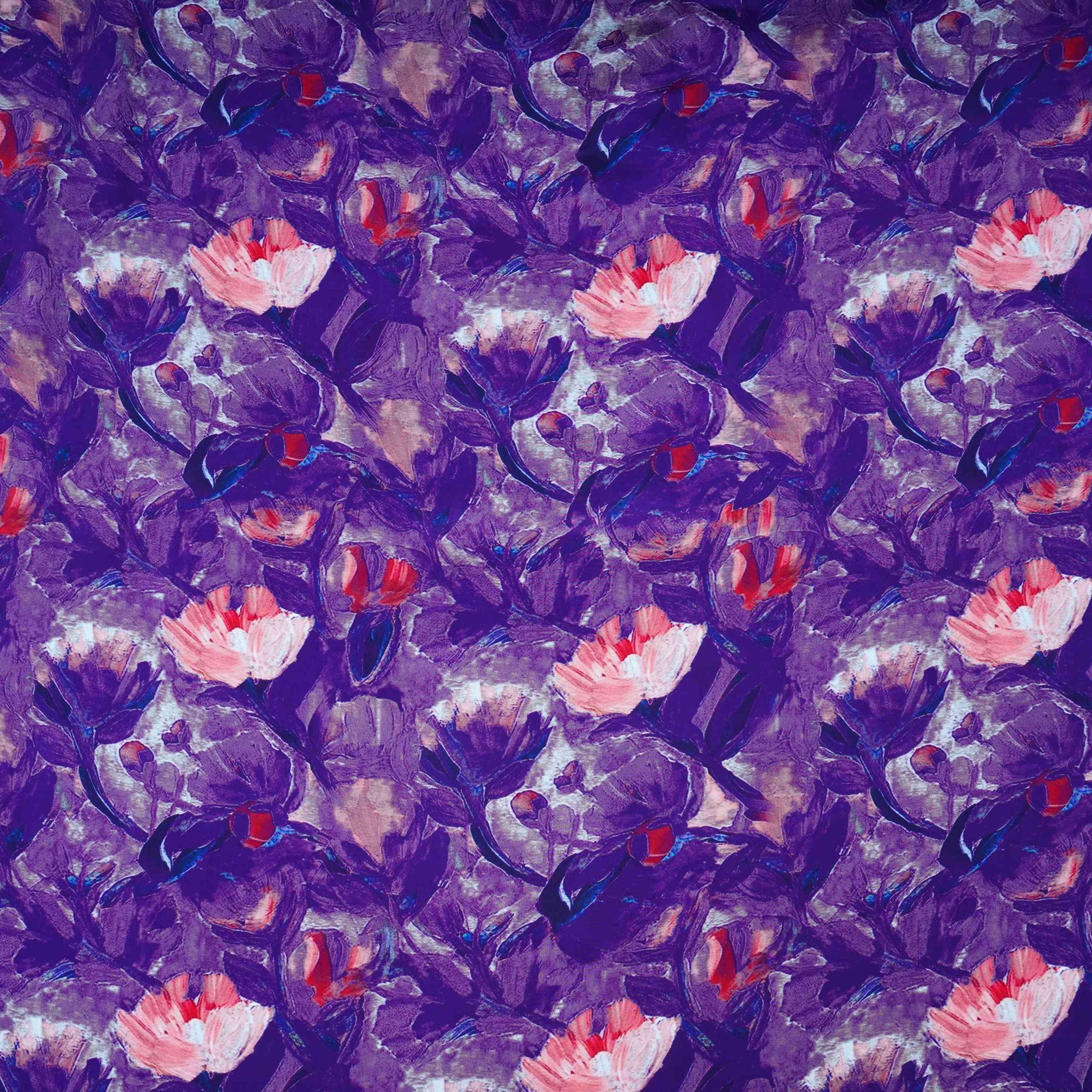 Purple Abstract print Crepe Fabric NVC-31836 - TradeUNO