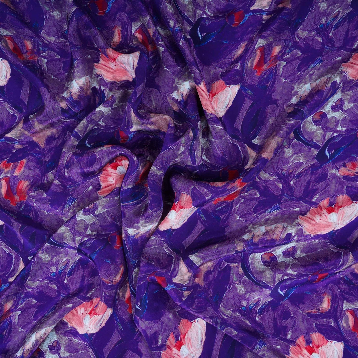 Purple Abstract print Crepe Fabric NVC-31836