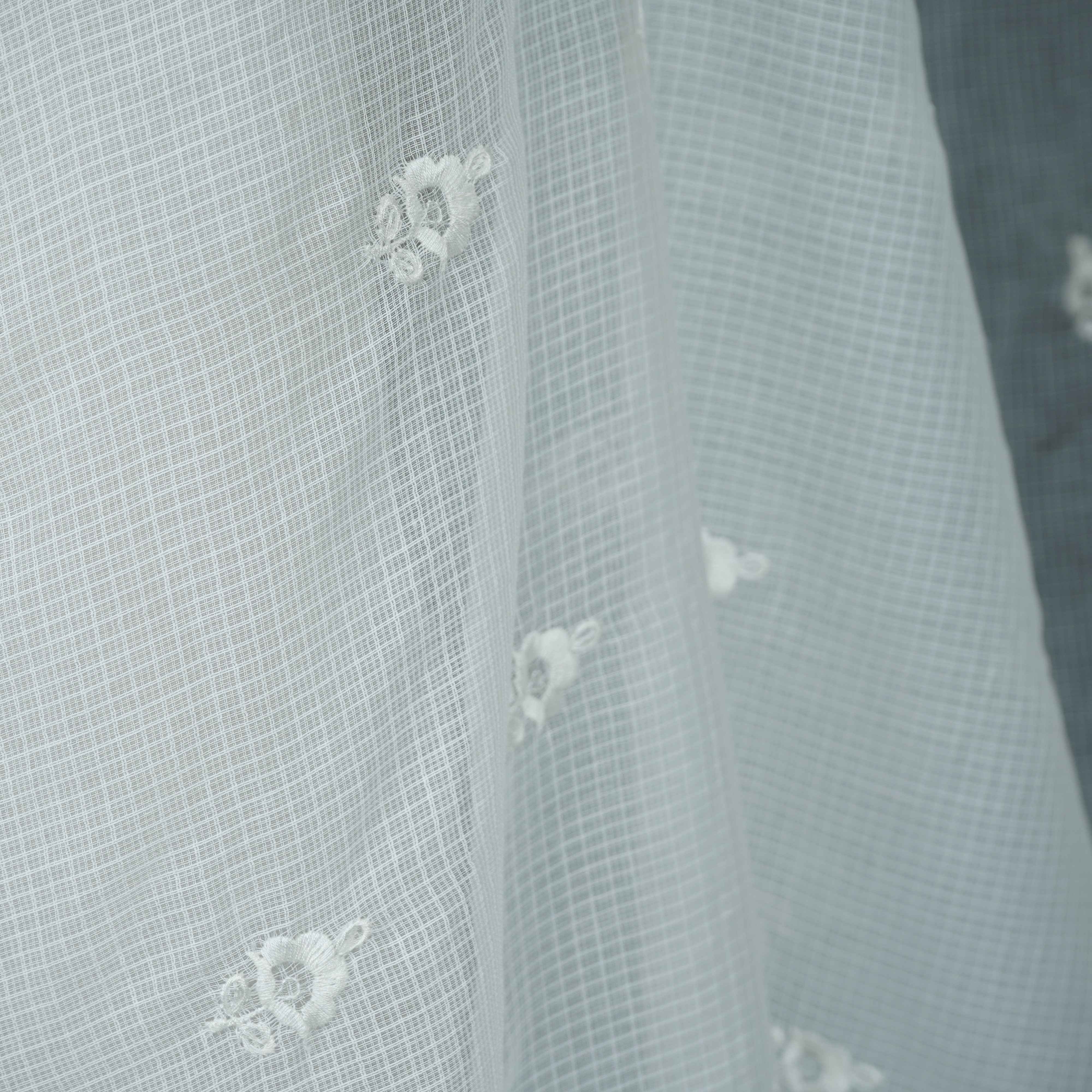 White Dyeable thread embroidery Kota Check Linen Dupatta SST-31021 - TradeUNO