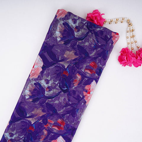 Purple Abstract print Crepe Fabric NVC-31836