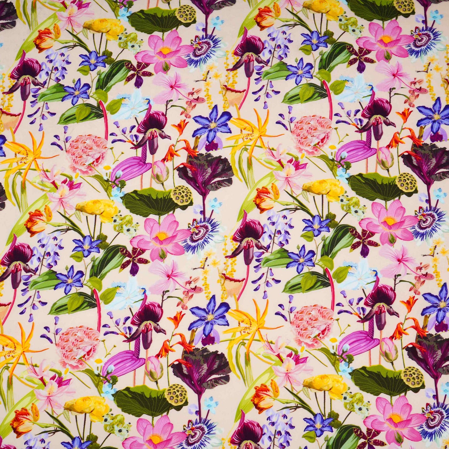 Cream with Multicolor floral print Crepe Fabric NVC-31833