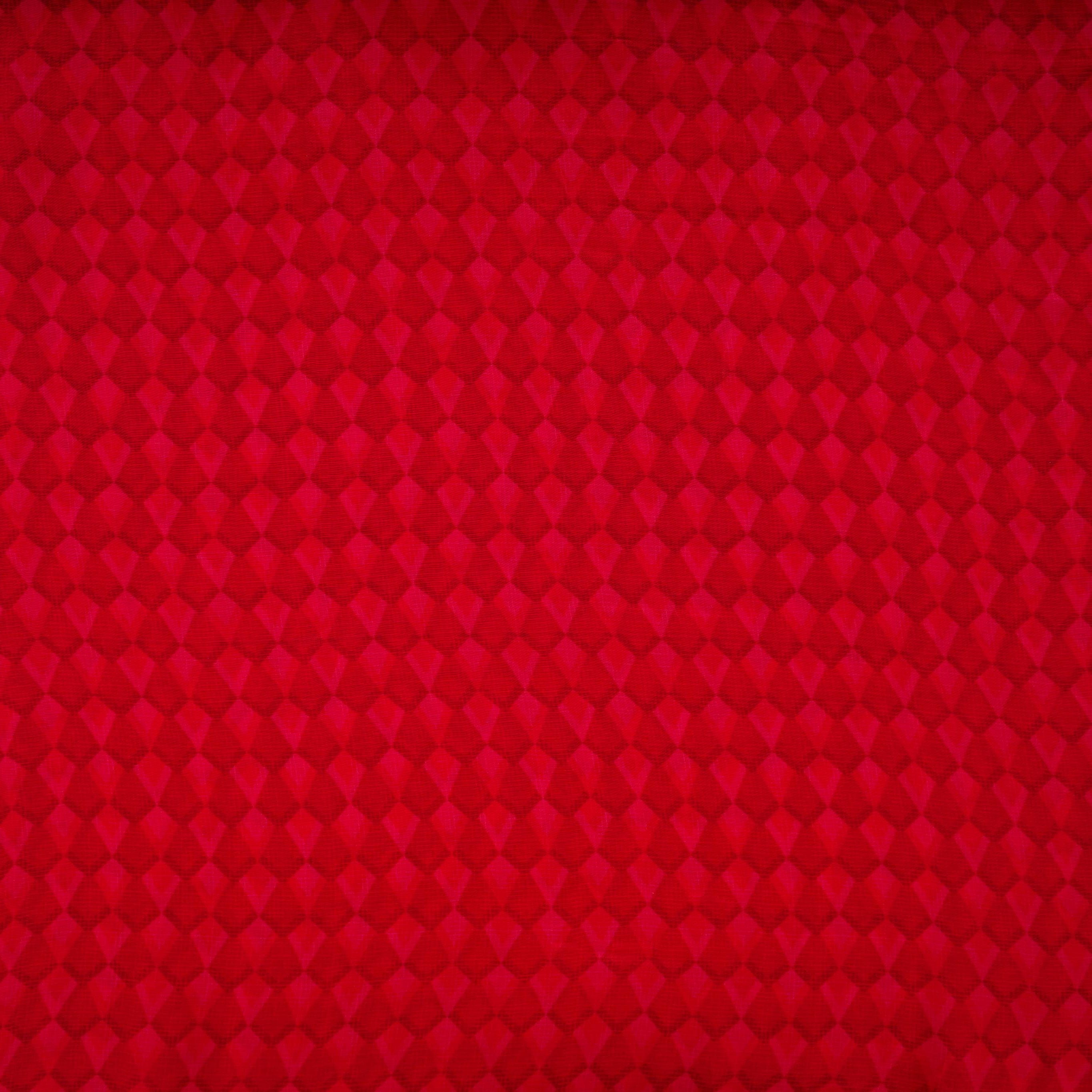 Red with Pink Geometrical print Crepe Fabric NVC-31820 - TradeUNO