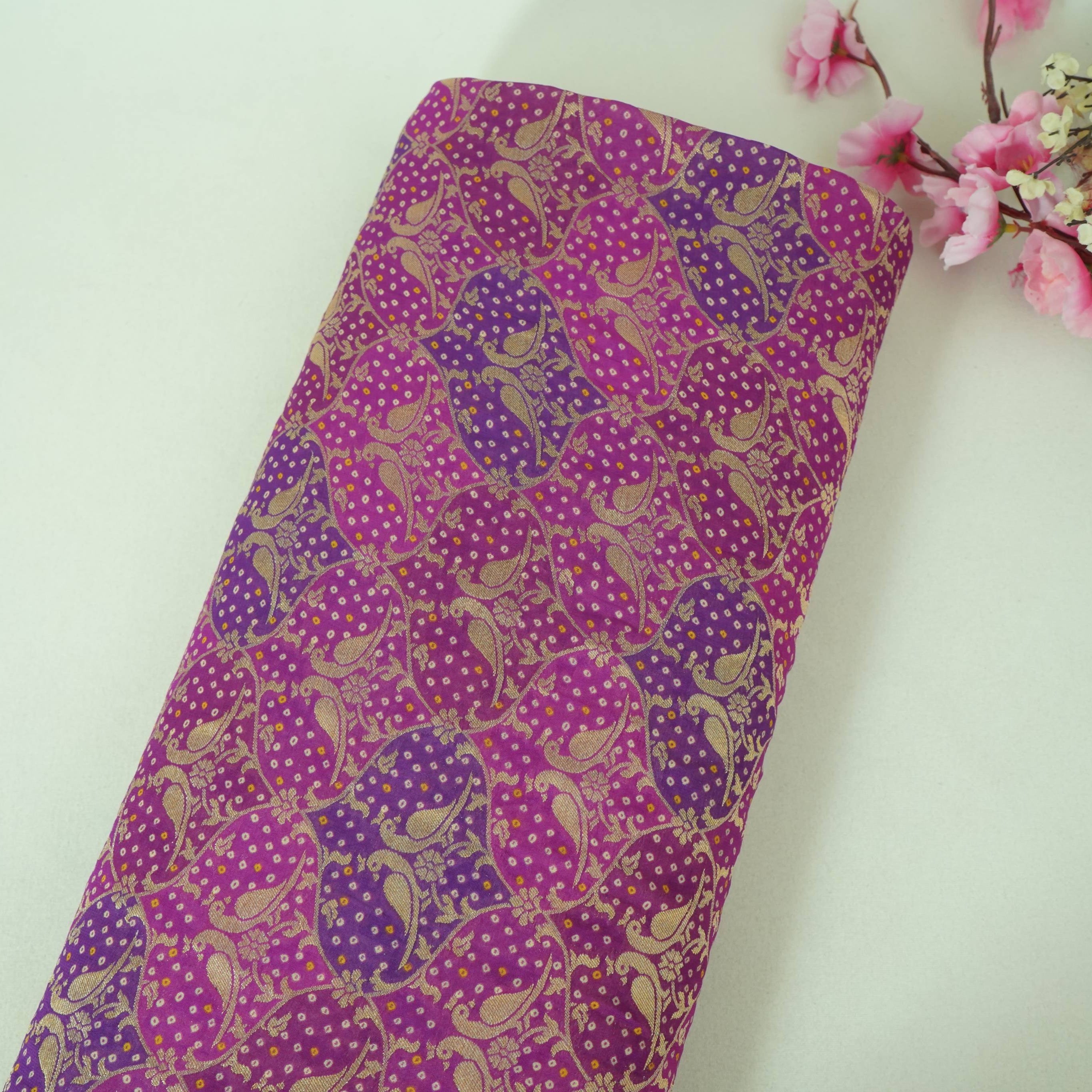 Purple Bandhani Zari Jaal Georgette MTI-32972