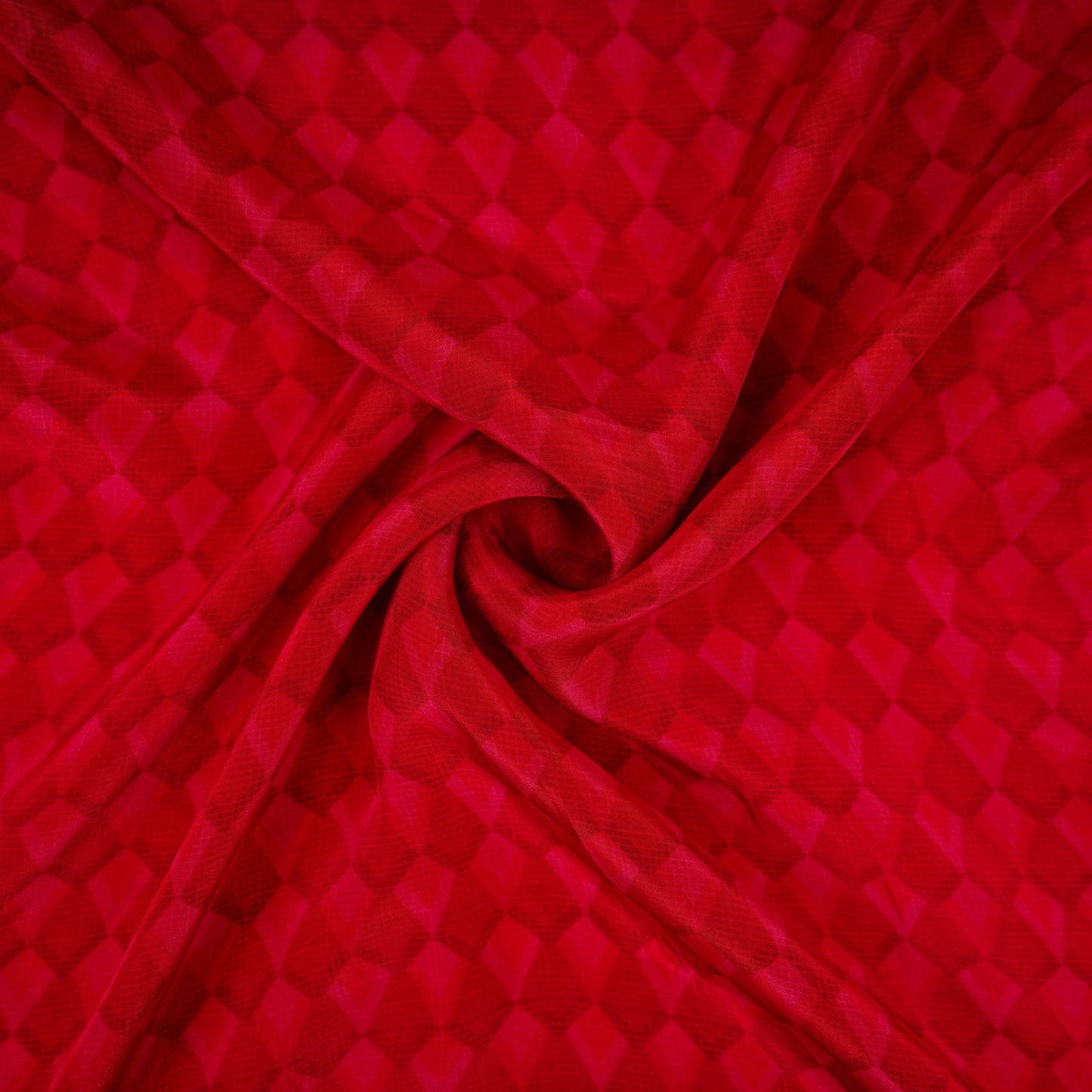Red with Pink Geometrical print Crepe Fabric NVC-31820