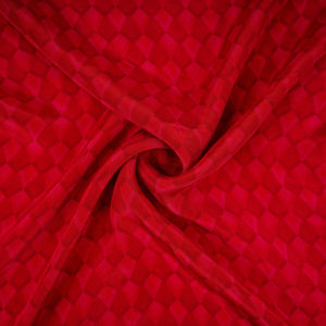 Red with Pink Geometrical print Crepe Fabric NVC-31820 - TradeUNO