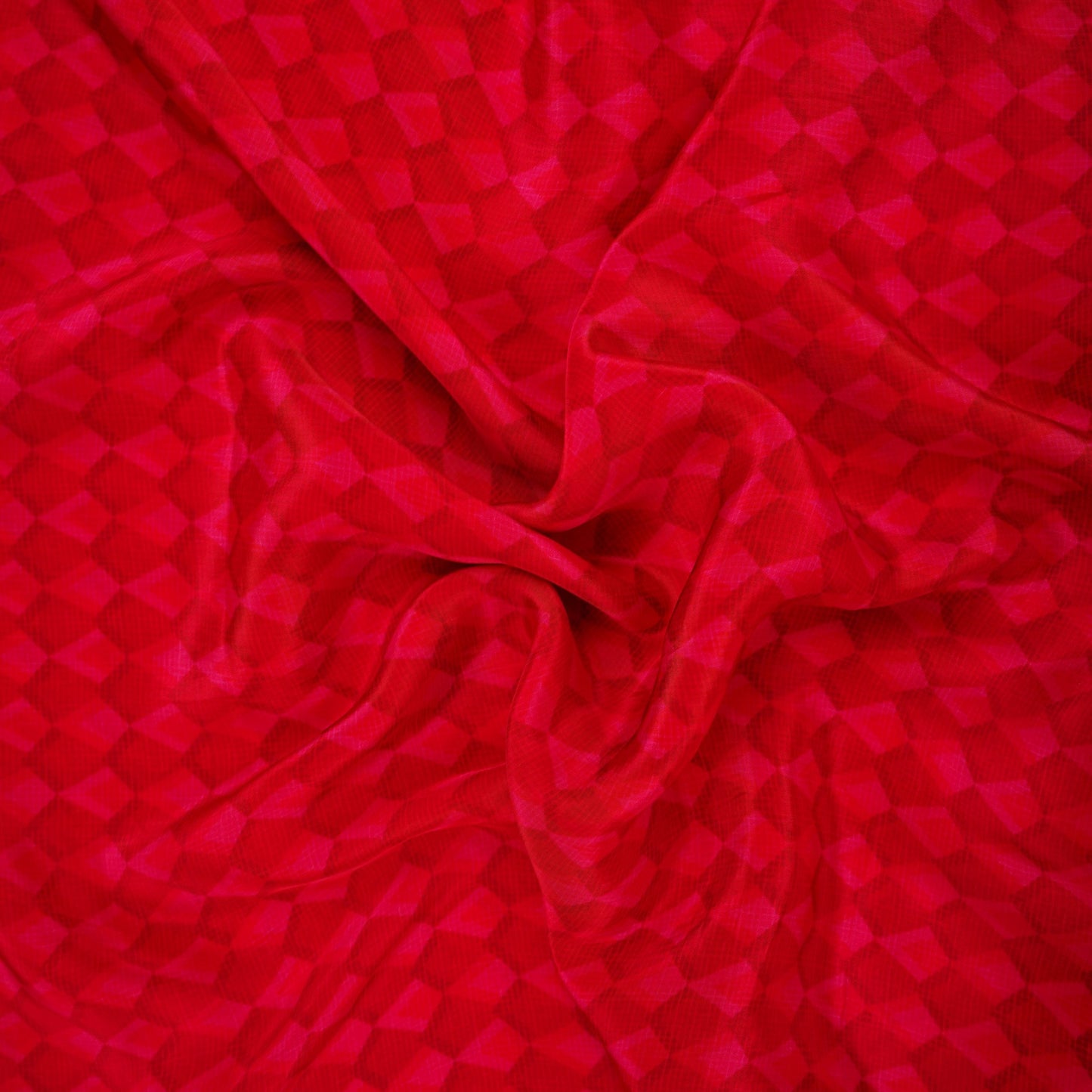 Red with Pink Geometrical print Crepe Fabric NVC-31820