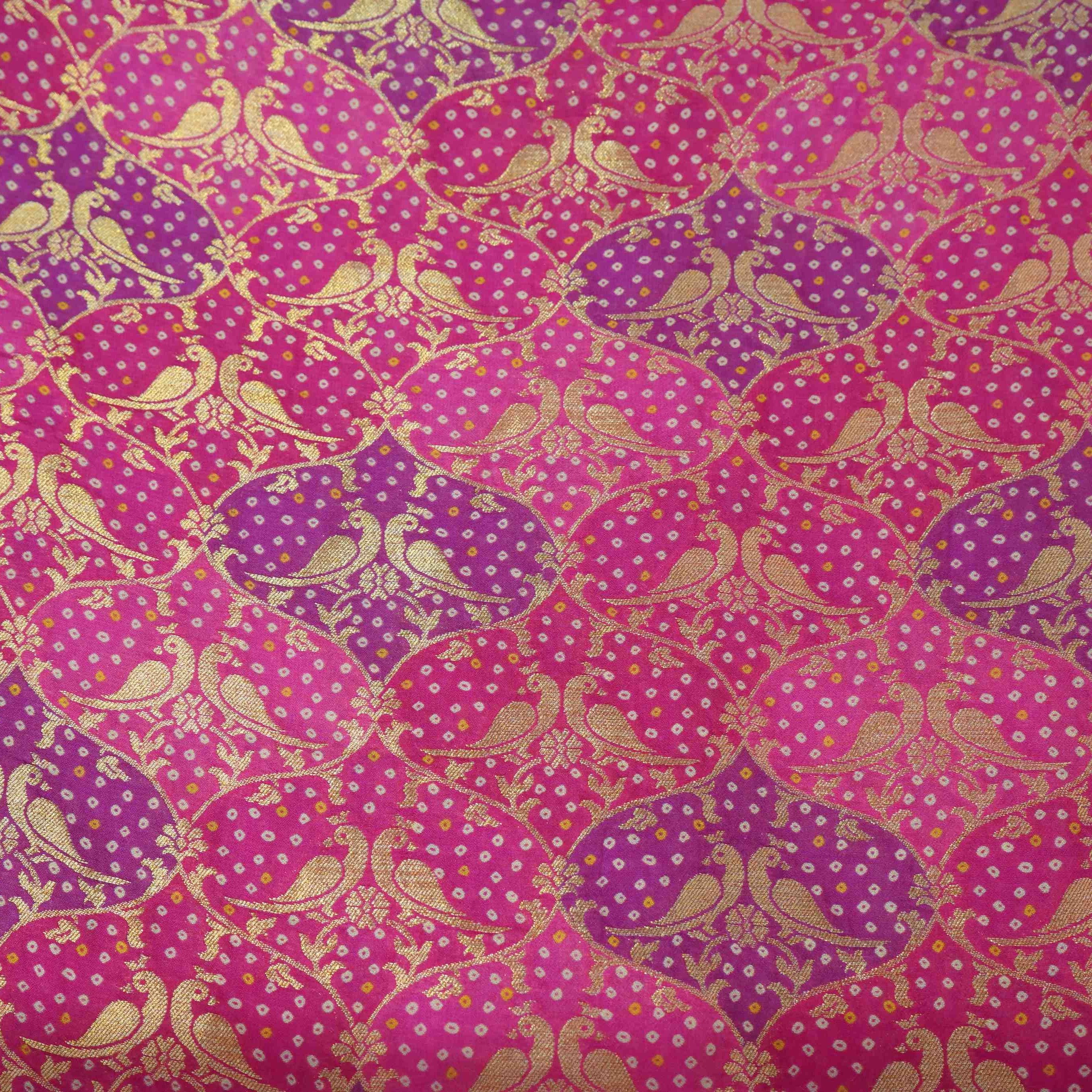 Pink Bandhani Zari Jaal Georgette MTI-32971