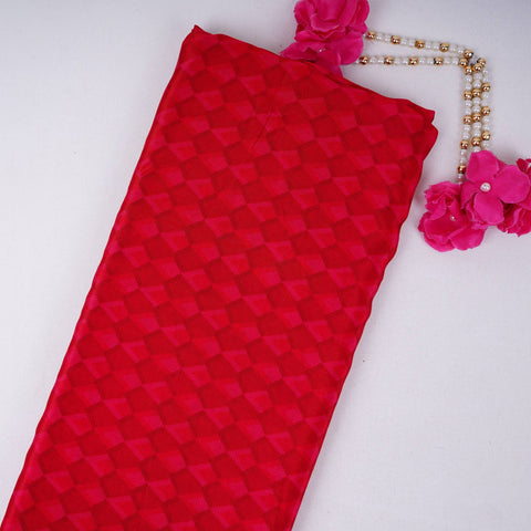 Red with Pink Geometrical print Crepe Fabric NVC-31820