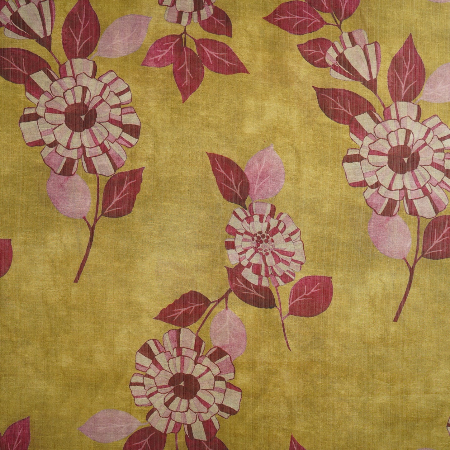Golden Floral Print Viscose Turkey Linen Fabric PDM-29908
