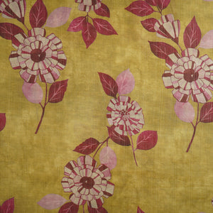 Golden Floral Print Viscose Turkey Linen Fabric PDM-29908 - TradeUNO