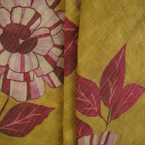 Golden Floral Print Viscose Turkey Linen Fabric PDM-29908 - TradeUNO
