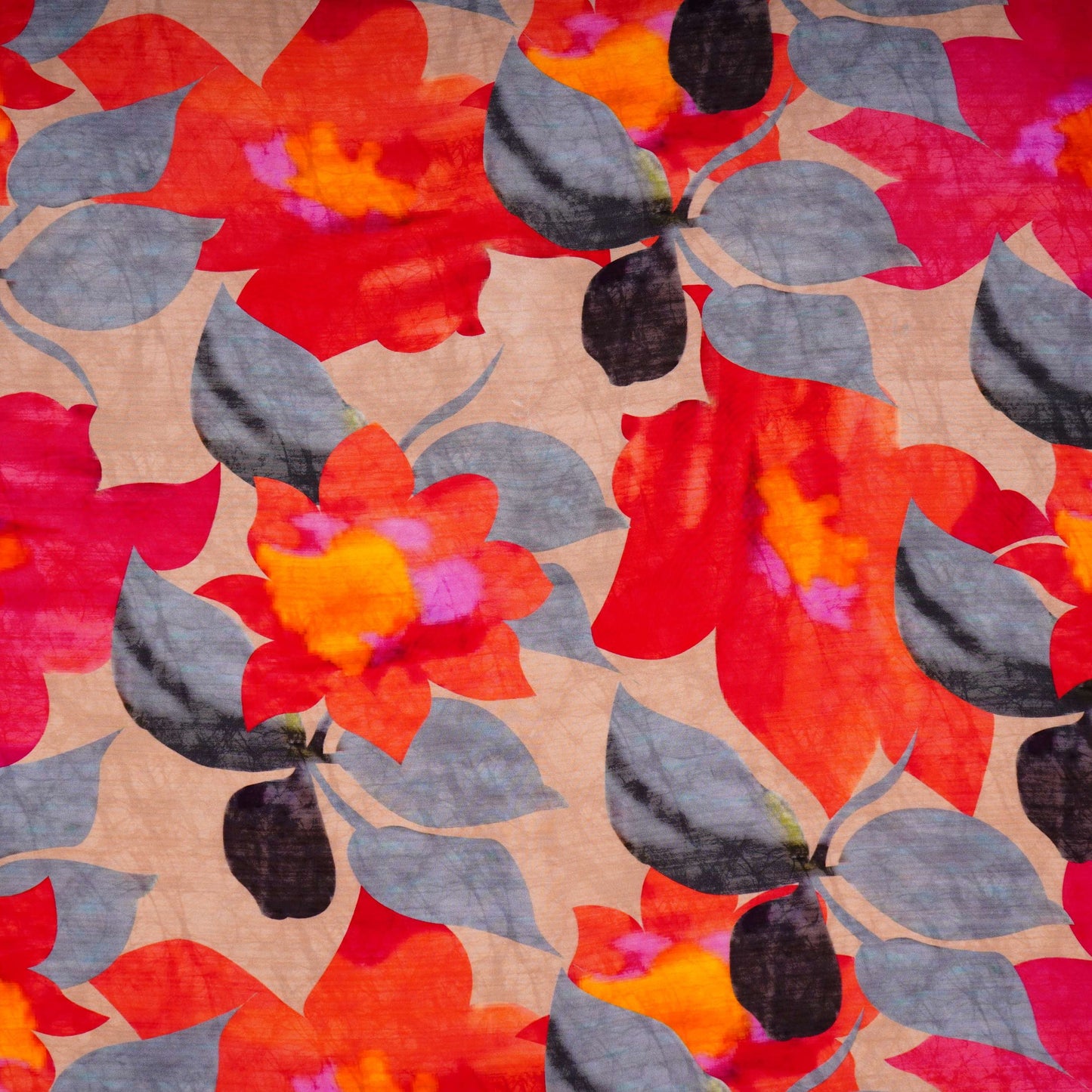 Beige with Multicolor Abstract print Crepe Fabric NVC-31817