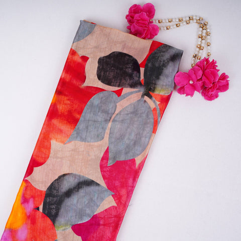 Beige with Multicolor Abstract print Crepe Fabric NVC-31817