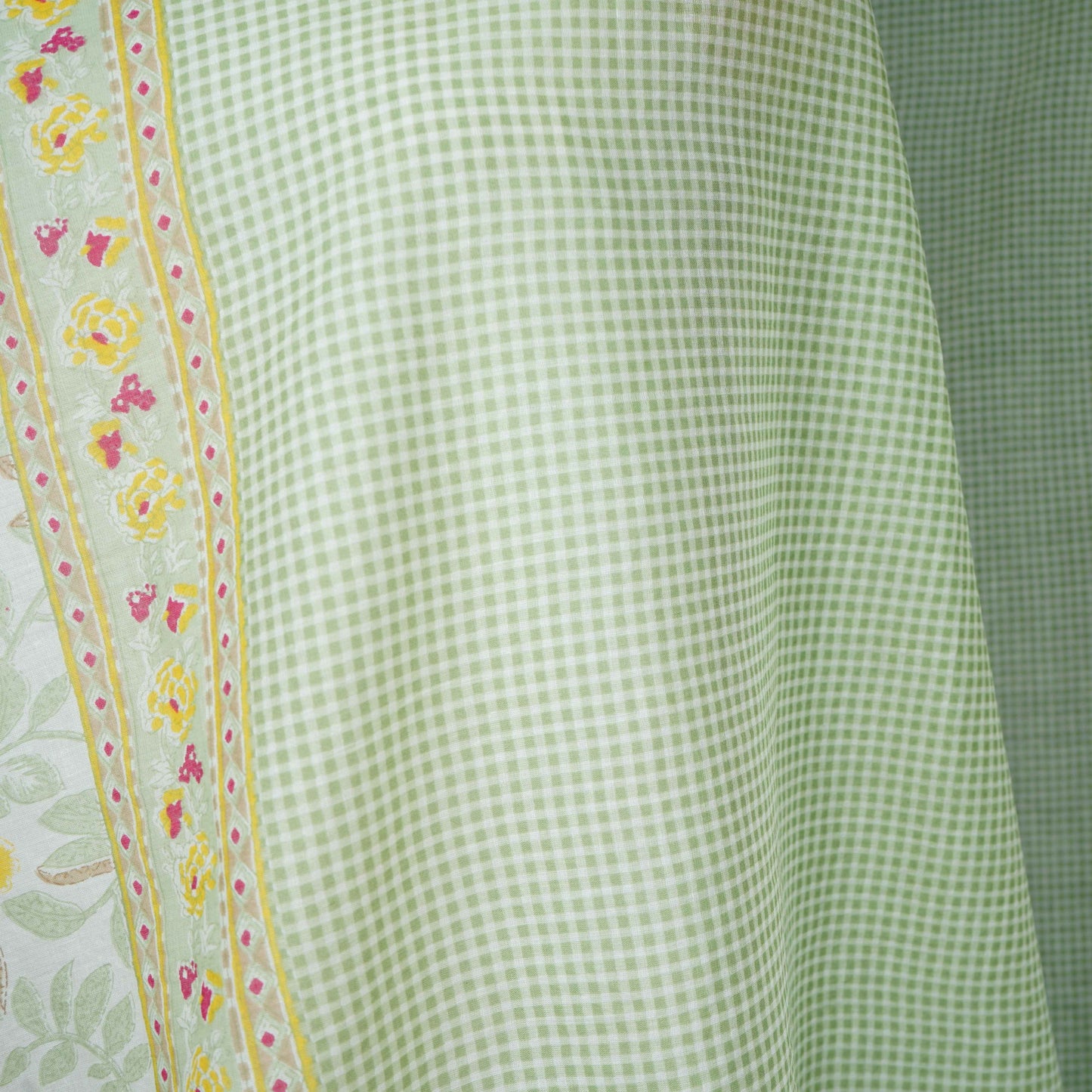 Yellow Floral Check Print Cotton Dupatta MFR-30045