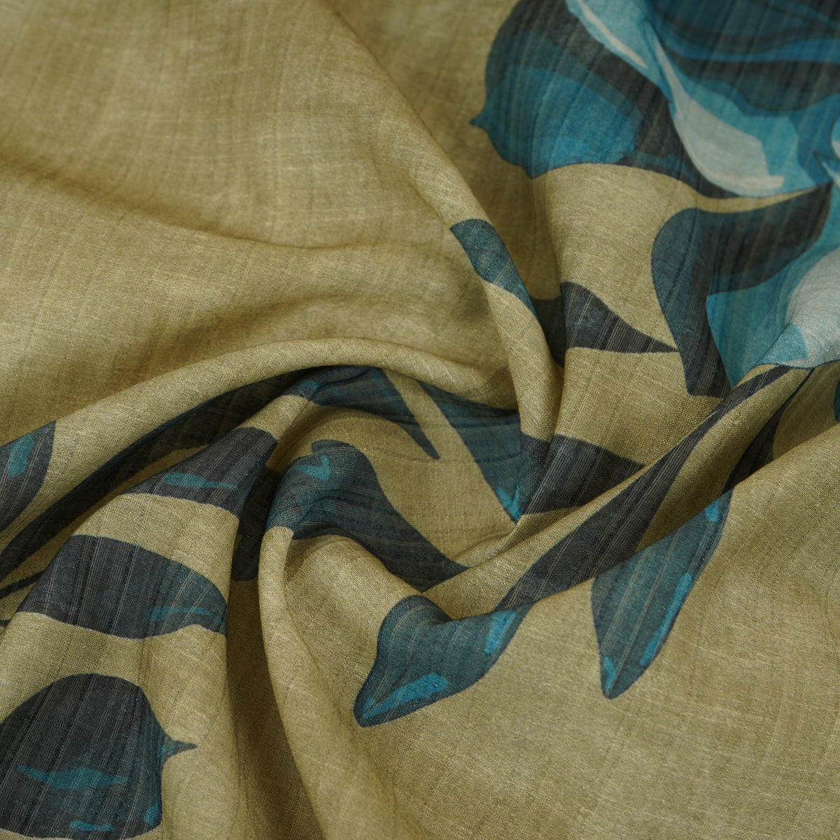 Green Floral Print Viscose Turkey Linen Fabric PDM-29903 - TradeUNO