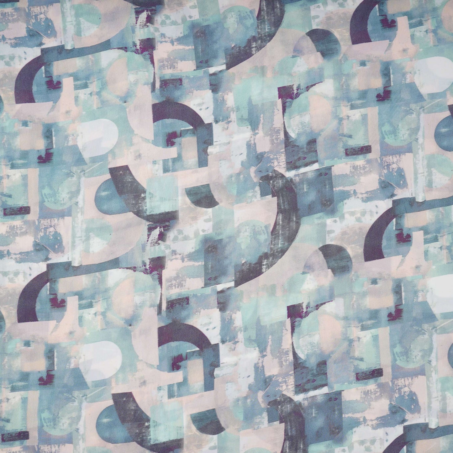 Sage with Grey Abstract print Crepe Fabric NVC-31818