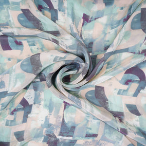 Sage with Grey Abstract print Crepe Fabric NVC-31818 - TradeUNO