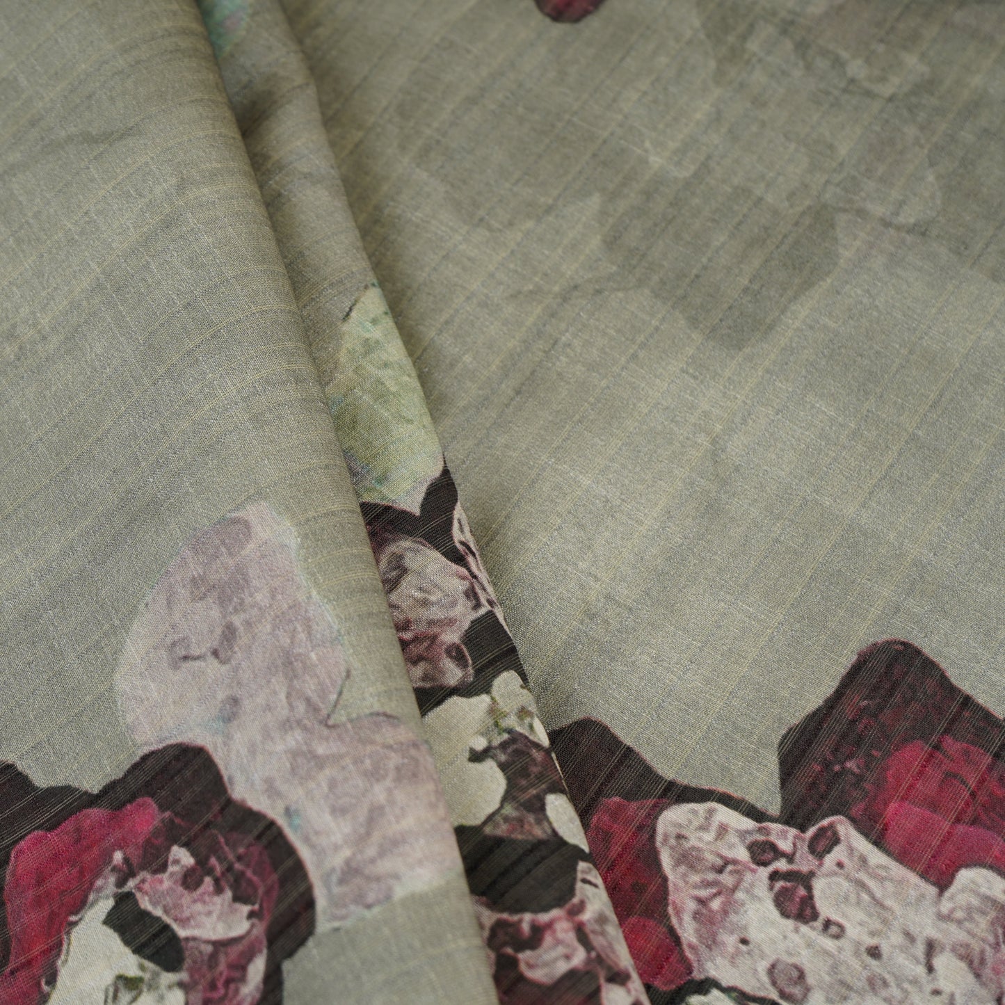 Light Grey Floral Print Viscose Turkey Linen Fabric PDM-29907 - TradeUNO