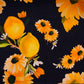 Deep Navy Blue with Yellow floral print Crepe Fabric NVC-31823