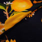 Deep Navy Blue with Yellow floral print Crepe Fabric NVC-31823