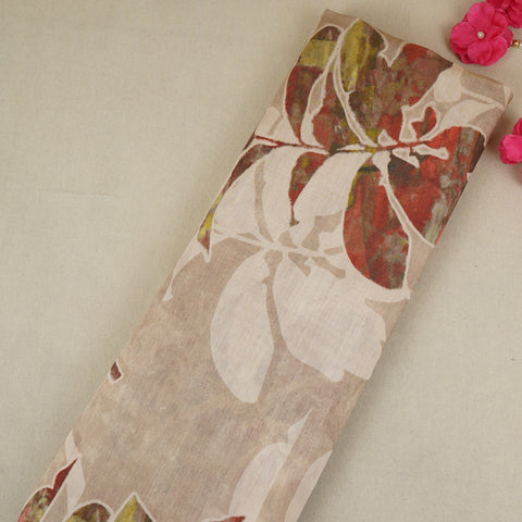Biege Floral Print Viscose Turkey Linen Fabric PDM-29904