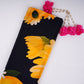 Deep Navy Blue with Yellow floral print Crepe Fabric NVC-31823