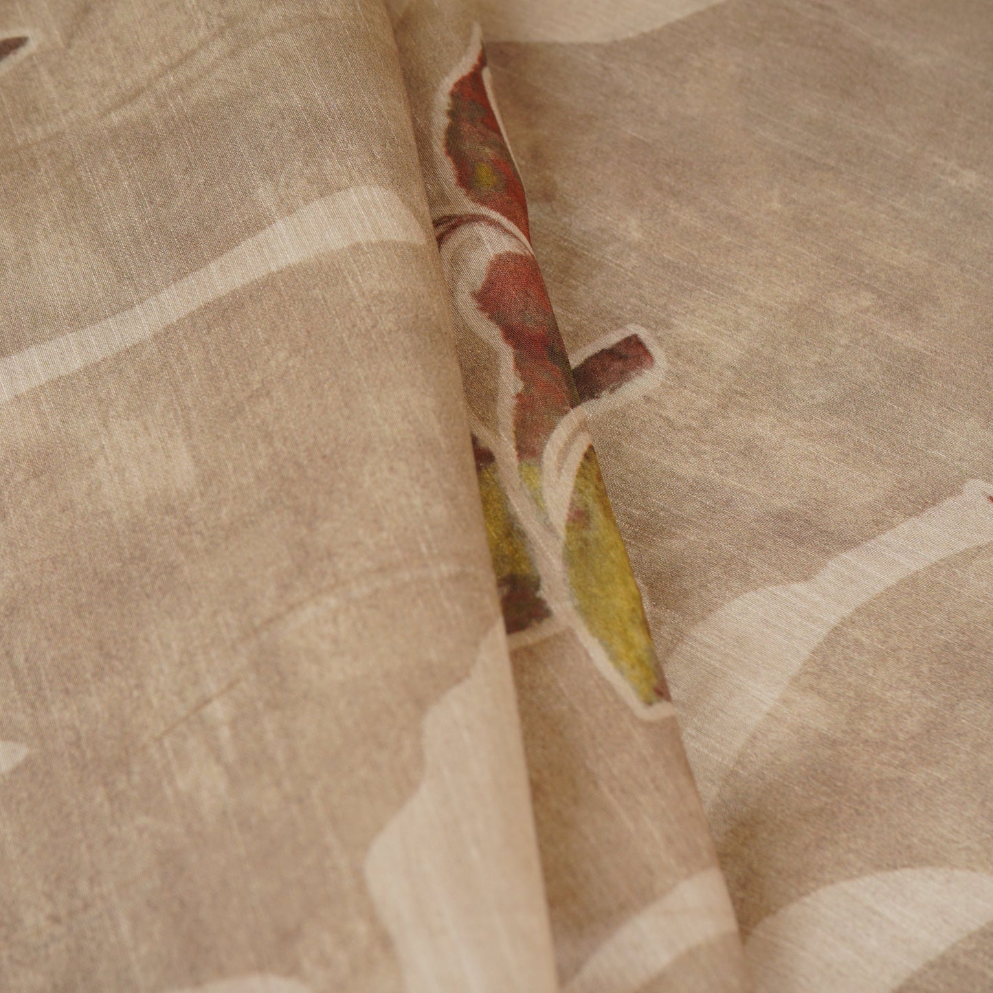 Biege Floral Print Viscose Turkey Linen Fabric PDM-29904