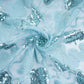 Blue Handwork Bead Imported Floral Sequence Embroidery Net Fabric 9005