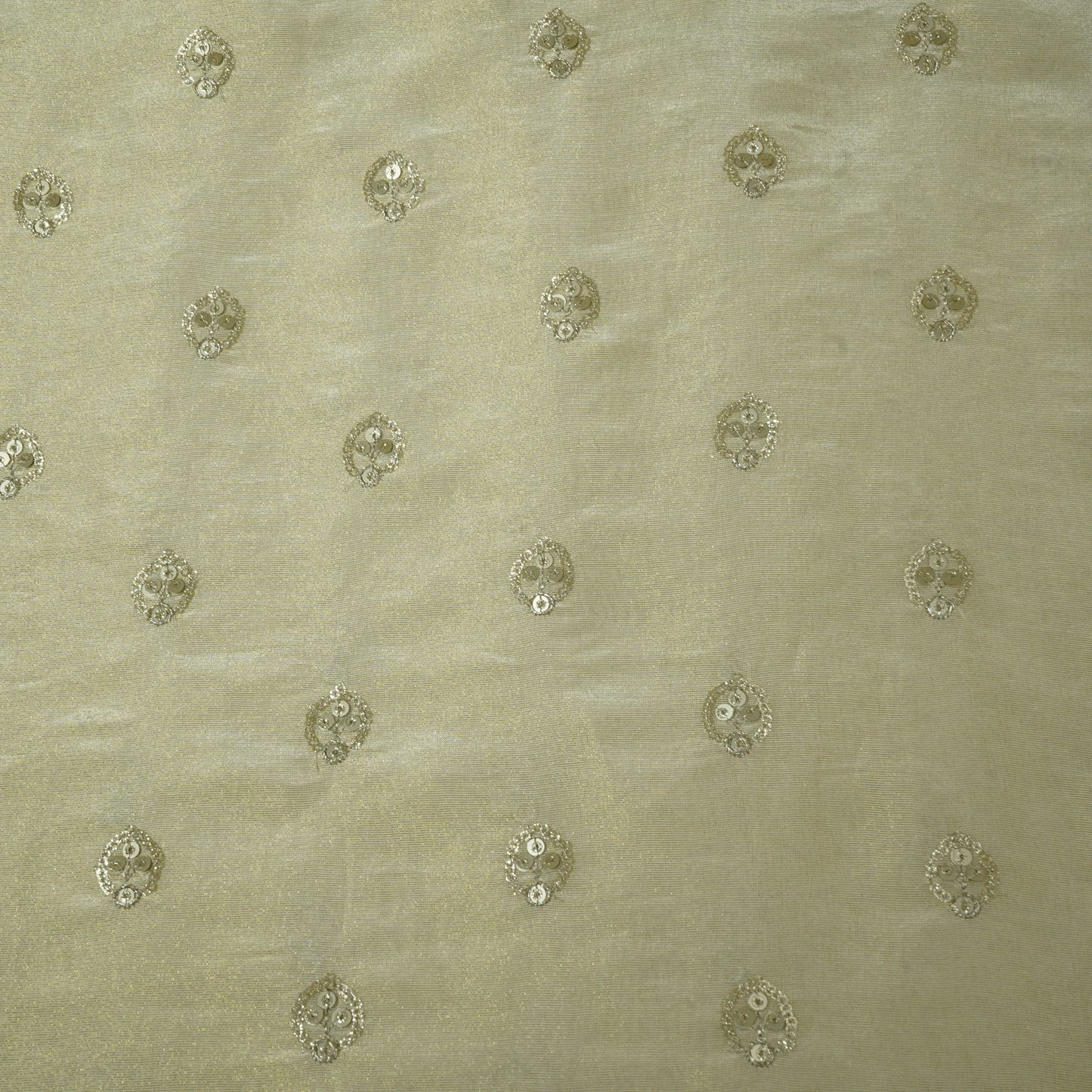 Golden Dyeable Zari Sequins Embroidery Tissue Fabric 23412