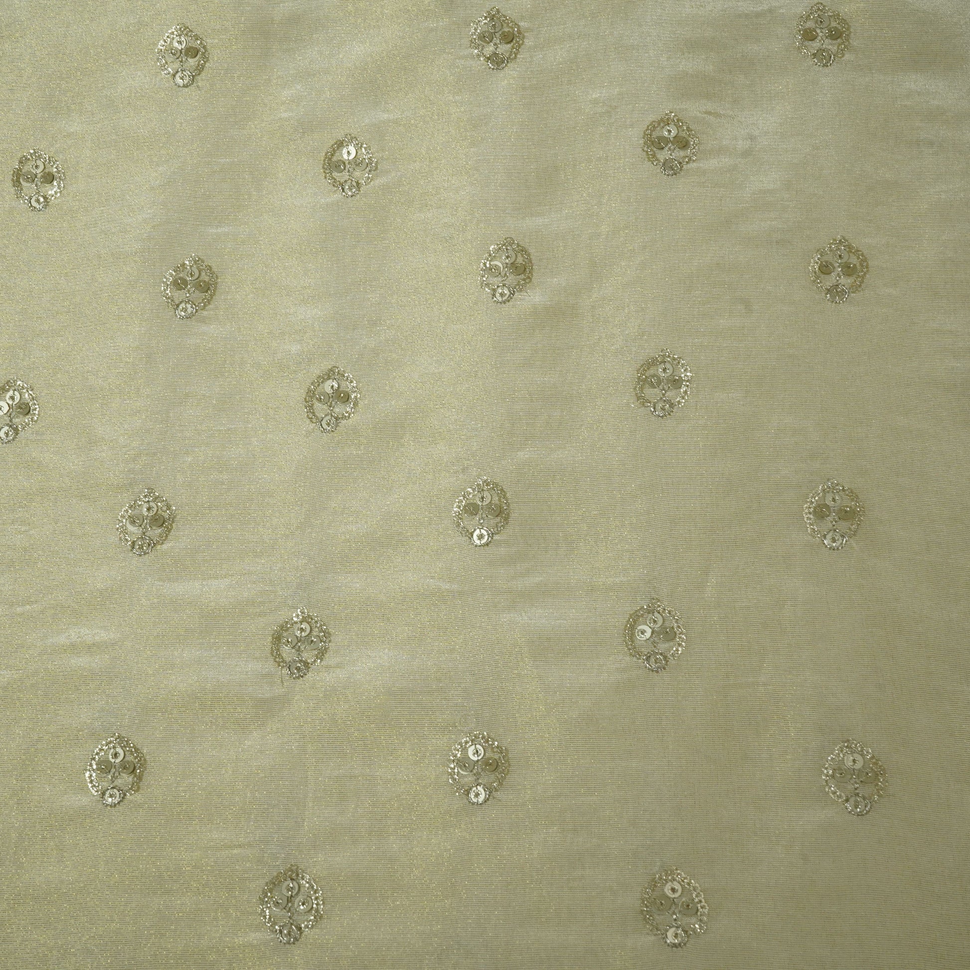 Golden Dyeable Zari Sequins Embroidery Tissue Fabric 23412