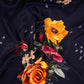 Black floral print Crepe Fabric NVC-31829
